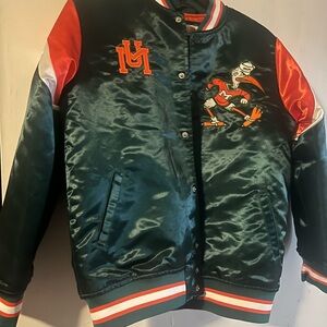 Mitchell & Ness Green and Orange Bomber Jacket size 10/12